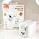 Cốc sạc chuyển đổi 3 cổng GaN 45W type C 45w x1 + type C 12w x1 + usb A 30w x1 LDNIO Z8 bh03t