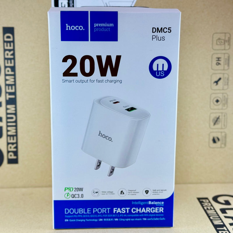 Cóc sạc usb A + type C 20w HOCO DMC5 PLUS bh01t