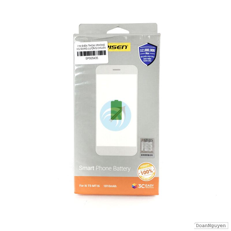 PIN ĐIỆN THOẠI IPHONE 6G DUNG LƯỢNG CHUẨN 3.82V 1810mah (PISEN) BH12T