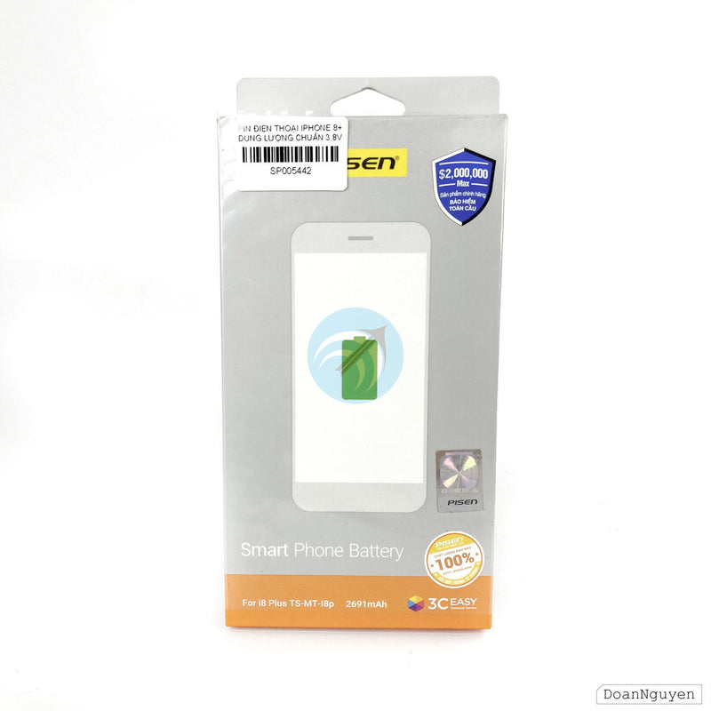 Pin điện thoại IPHONE 8+ dung lượng chuẩn 3.8V 2691mah (PISEN) bh12t