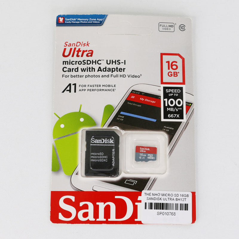 Thẻ nhớ MICRO SD 16GB SANDISK ULTRA bh06t
