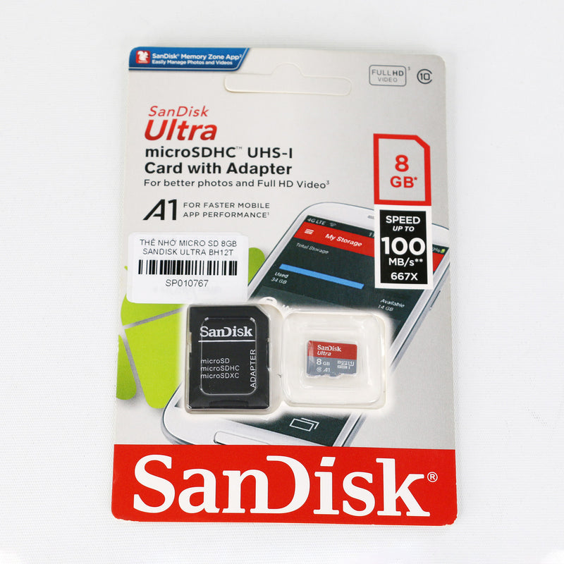 Thẻ nhớ MICRO SD 8GB SANDISK ULTRA bh06t