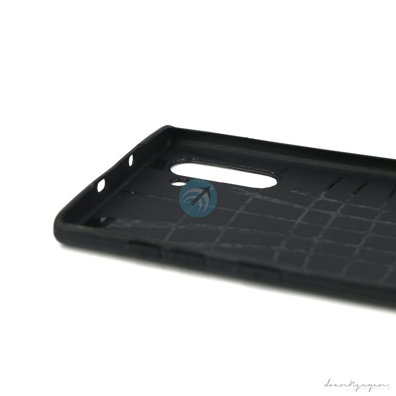 ỐP LƯNG DA ĐIỆN THOẠI SAMSUNG NOTE 10 AUTO DẺO ĐEN