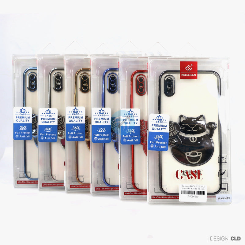 Ốp lưng IPHONE XS MAX hình mèo thần tài nổi viền màu