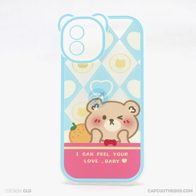 Ốp lưng IPHONE 12 6.1 lưng trong in hình cute có tai mèo