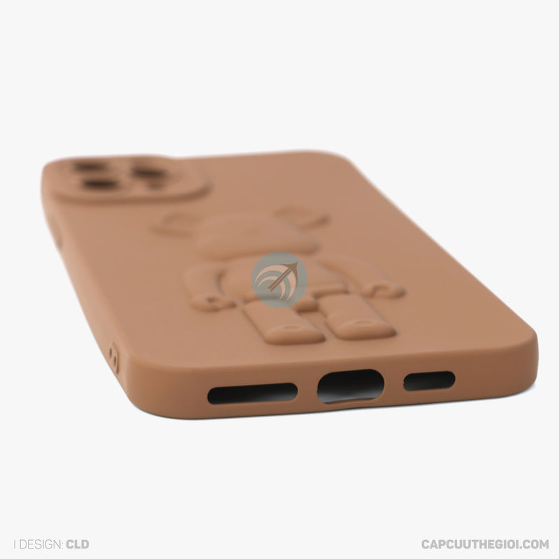 ỐP lưng IPHONE 11 PRO MAX hình nổi gấu đứng màu nâu