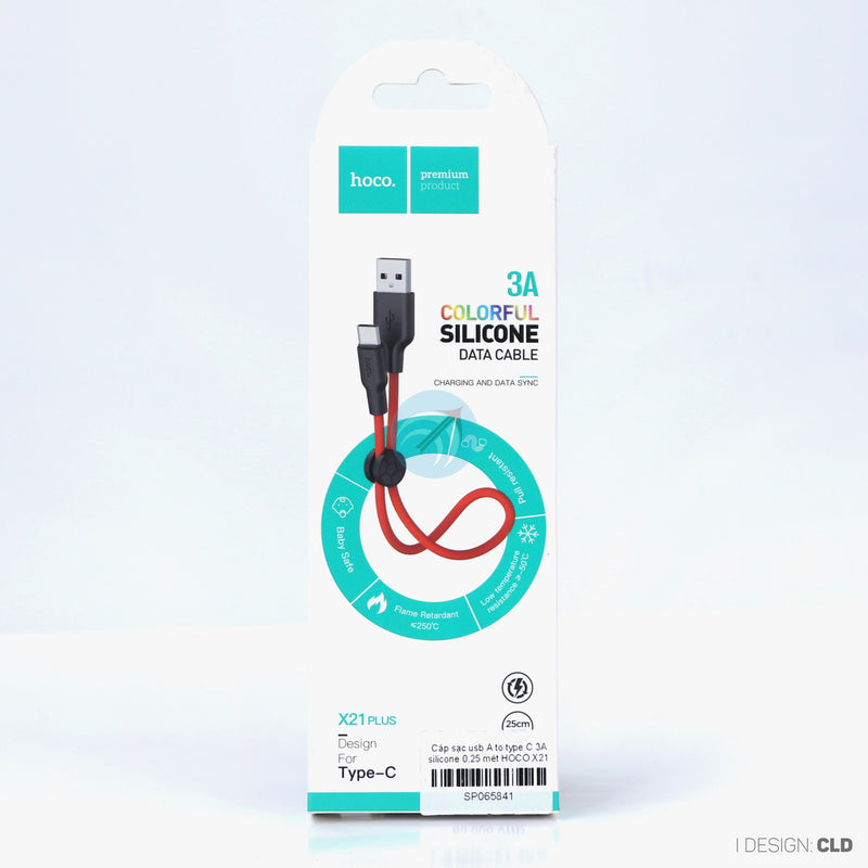 Cáp sạc usb A to type C 3A silicone 0.25 mét HOCO X21 PLUS bh01t