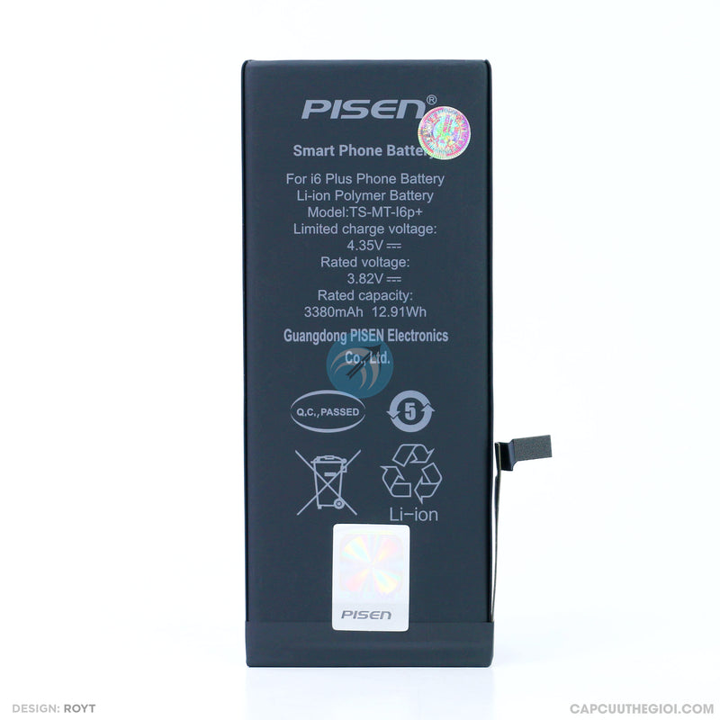 Pin điện thoại IPHONE 6+ dung lượng cao 3.82V 3380mah (PISEN) bh12t