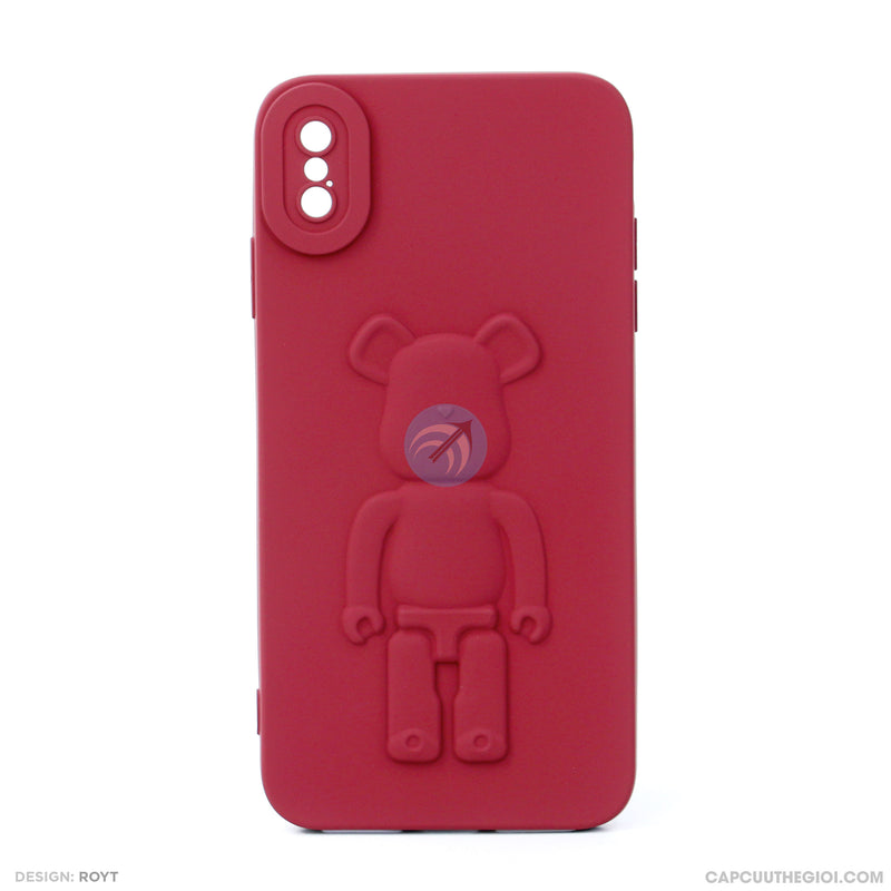ỐP lưng IPHONE XS MAX hình nổi gấu đứng màu đỏ