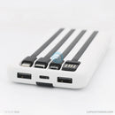 Pin sạc dự phòng BOROFONE BJ20-10000mAh tích hợp 4 đầu cáp đa năng tiện dụng màu trắng bh01t