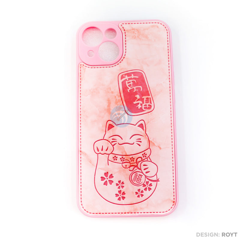 Ốp lưng IPHONE 13 6.1 lưng da hình mèo thần tài