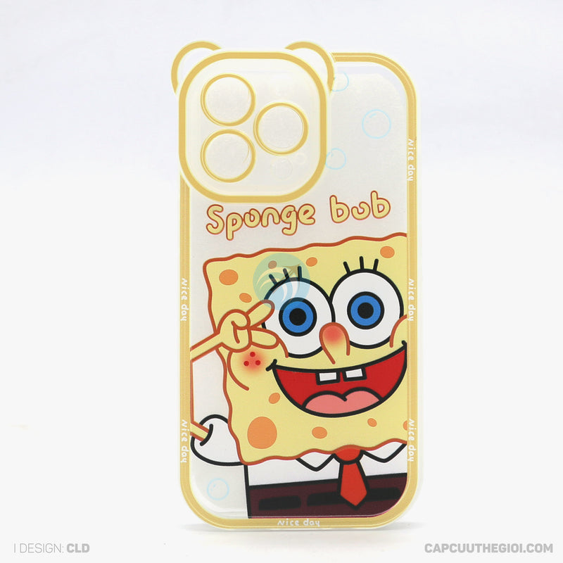 Ốp lưng IPHONE 13 PRO lưng trong in hình cute có tai mèo