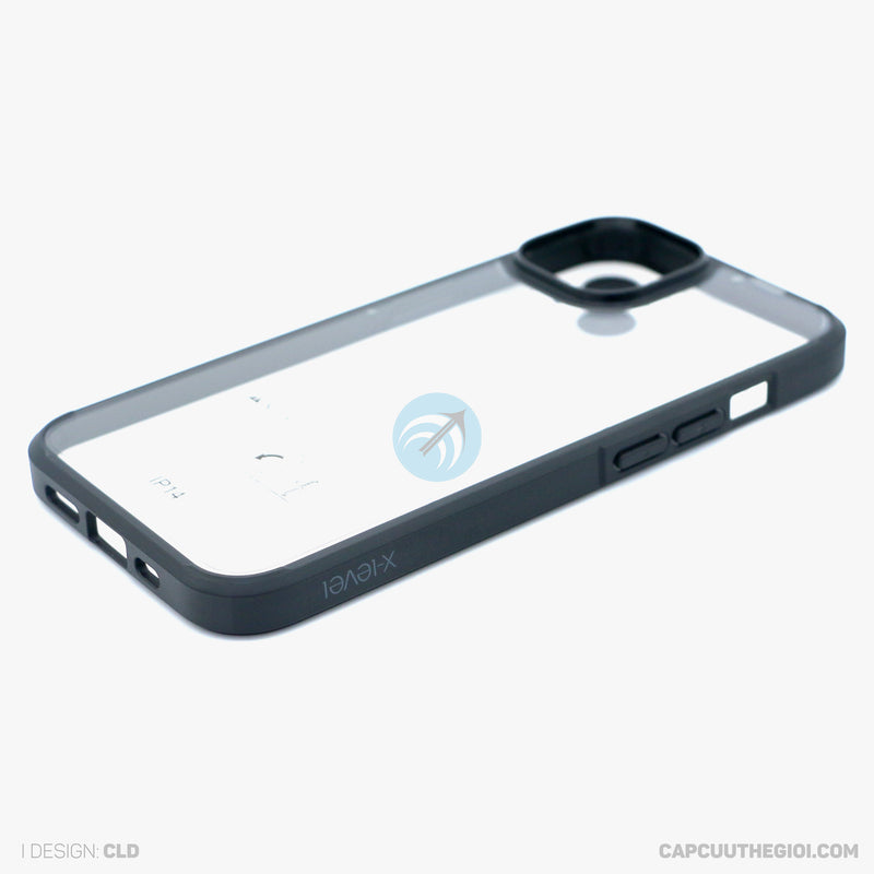 ỐP LƯNG IPHONE 14 6.1 TRONG VIỀN MÀU ĐEN X-LEVEL