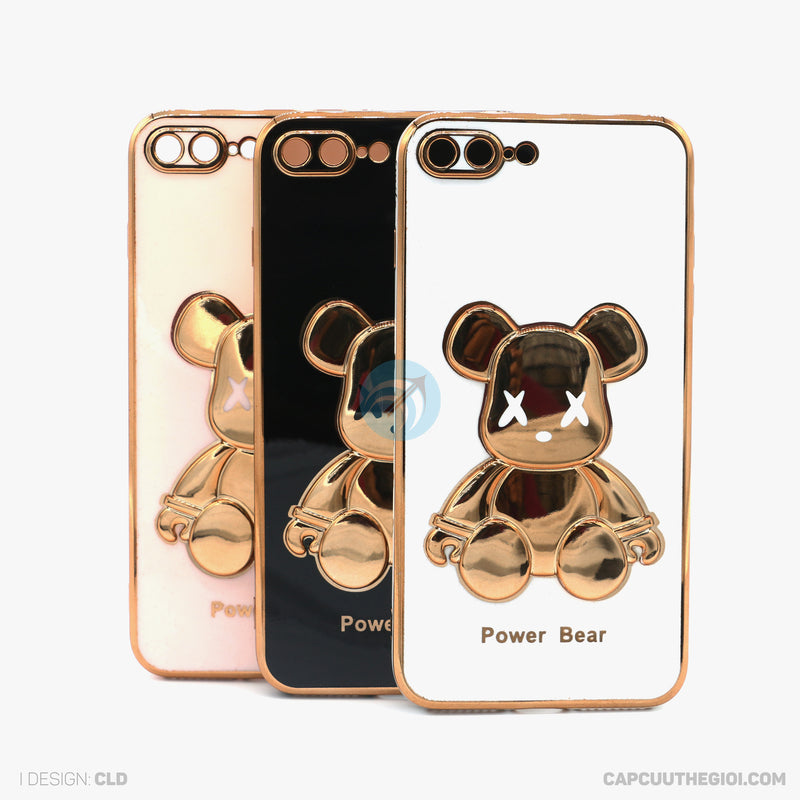 Ốp lưng IPHONE 7+/8+ si viền màu hình gấu nổi