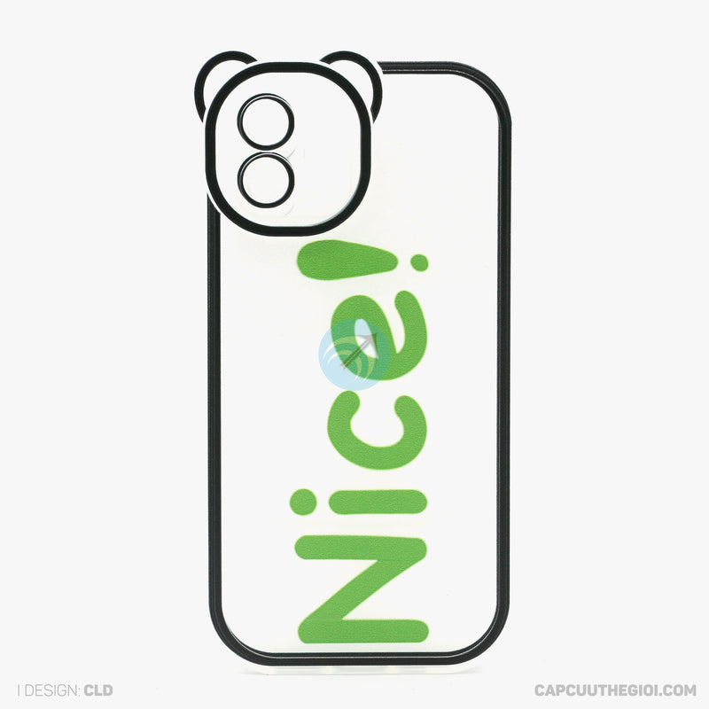 Ốp lưng IPHONE 12 6.1 lưng trong in hình cute có tai mèo