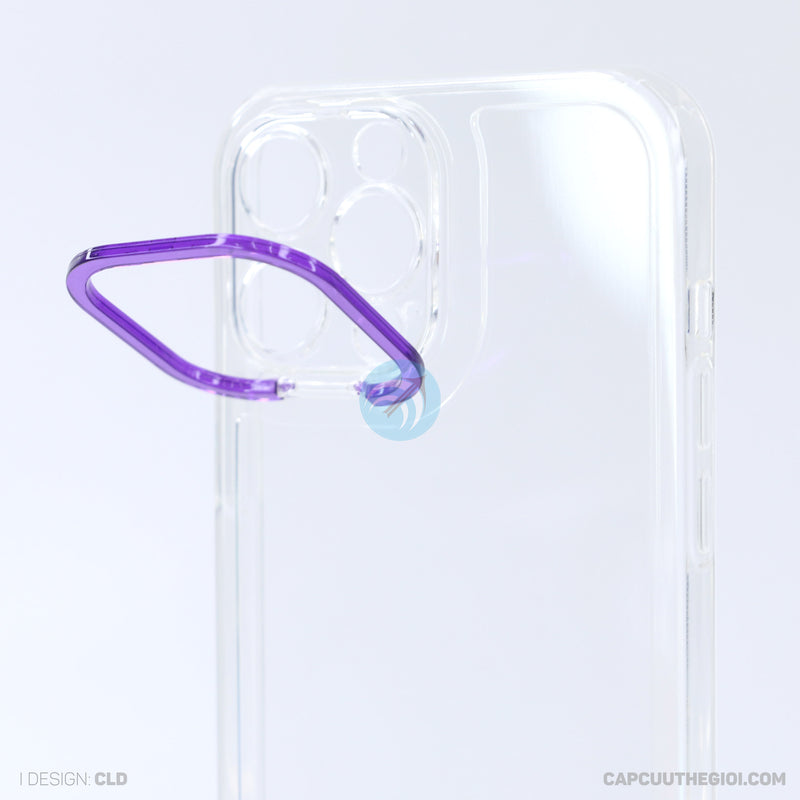 Ốp lưng IPHONE 13 PRO MAX trong viền camera màu tím REALSKY