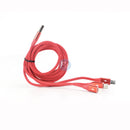 CÁP SẠC PISEN USB => ( MICRO, TYPE C, LIGHTNING) 1,5M 3A (AP08-1500) ĐỎ BH12T