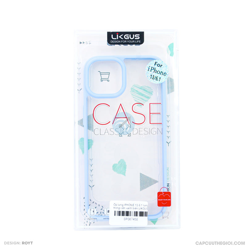 Ốp lưng IPHONE 13 6.1 lưng trong viền xanh biển LIKGUS