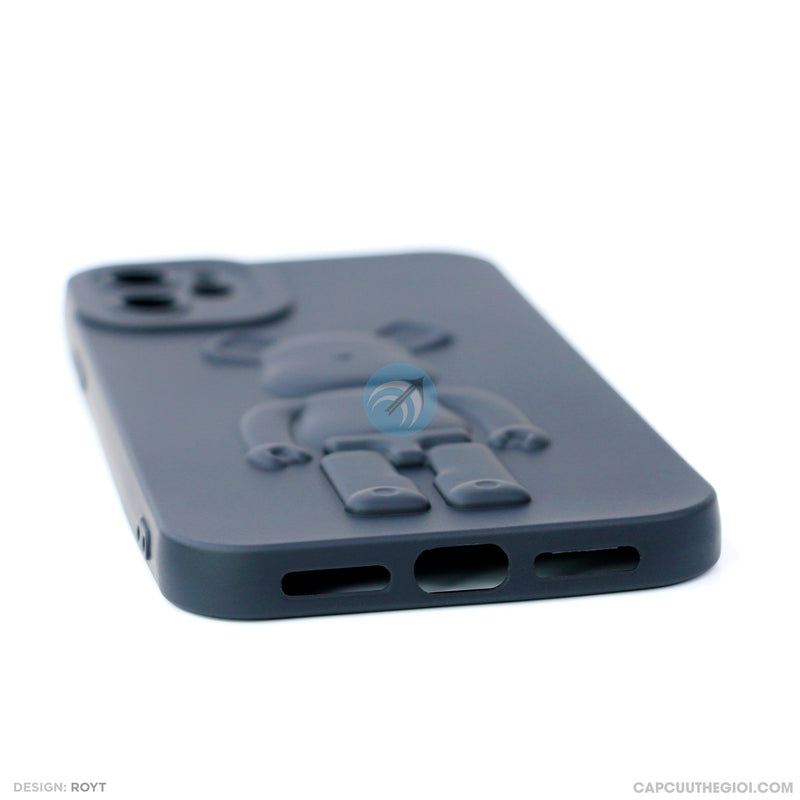 ỐP lưng IPHONE 11 6.1 hình nổi gấu đứng màu đen