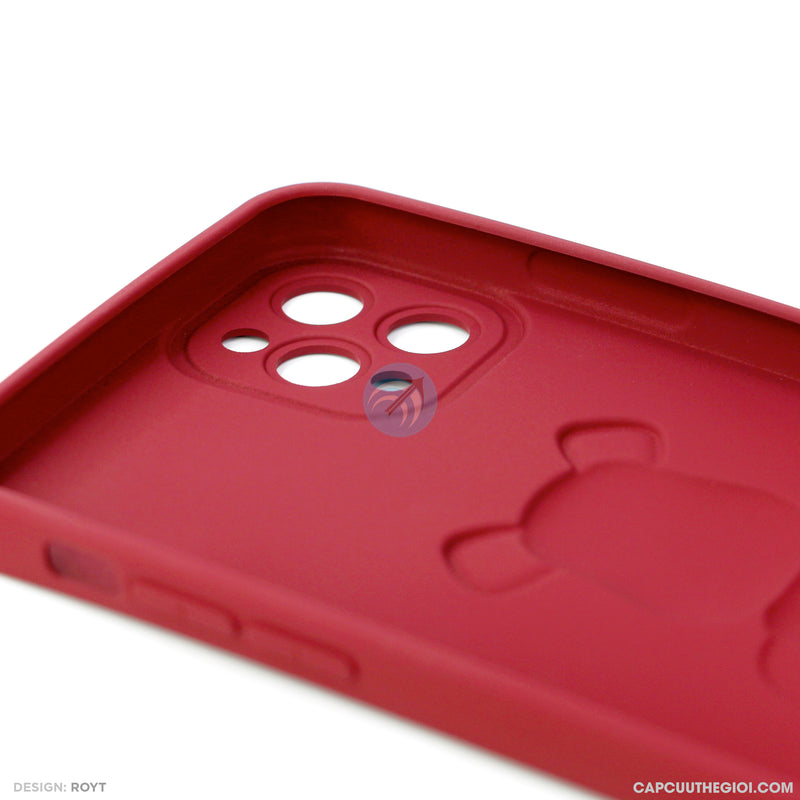 ỐP lưng IPHONE 11 PRO MAX hình nổi gấu đứng màu đỏ