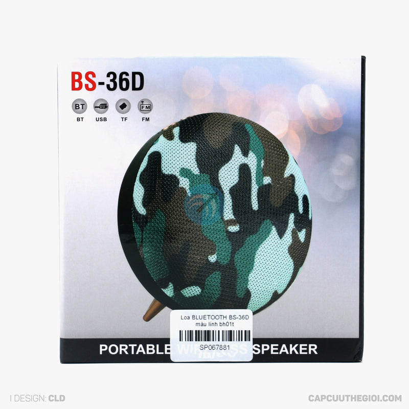 Loa BLUETOOTH BS-36D màu lính bh01t