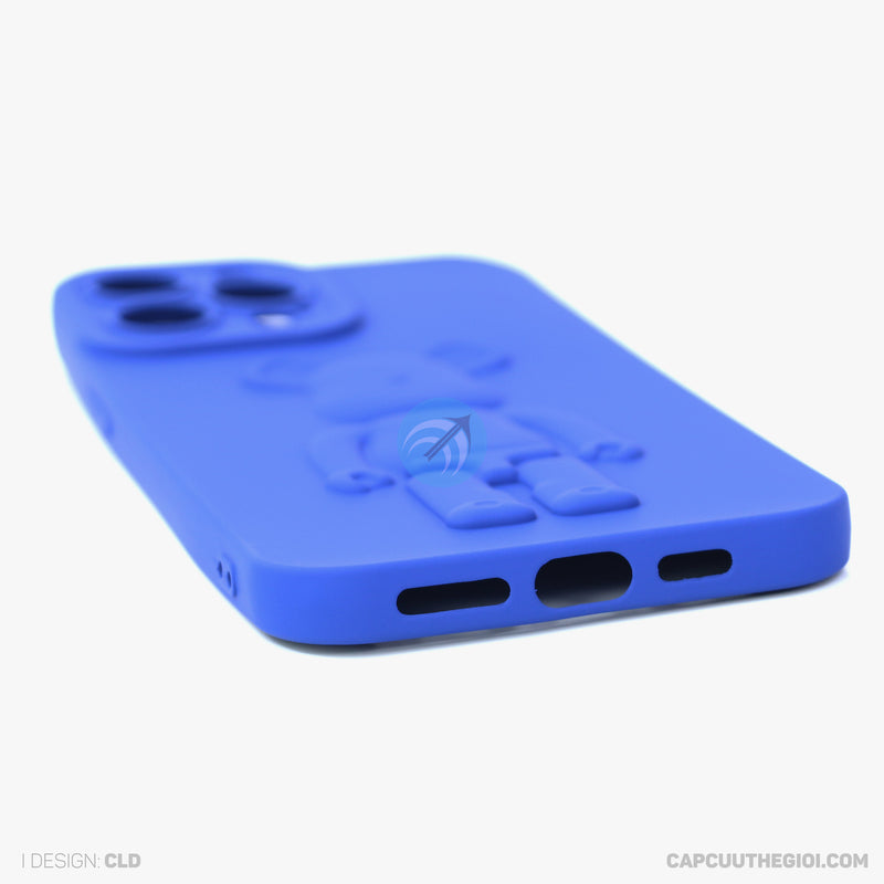 ỐP lưng IPHONE 13 PRO MAX hình nổi gấu đứng màu xanh