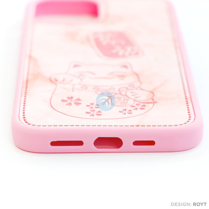 Ốp lưng IPHONE 12 PRO MAX lưng da hình mèo thần tài