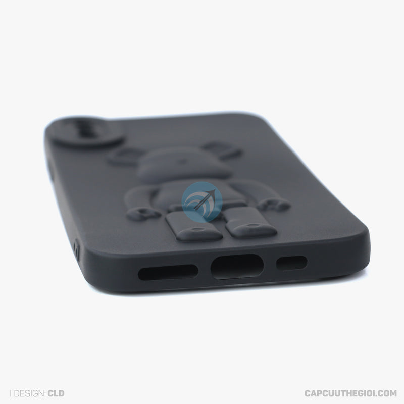 ỐP lưng IPHONE X/XS hình nổi gấu đứng màu đen