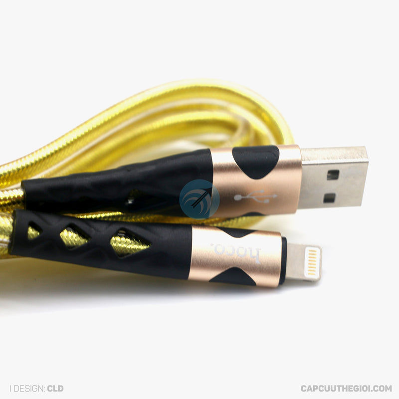 Cáp sạc usb A to lightning 2.4A 1,2 mét màu vàng HOCO U105 bao test 7 ngày