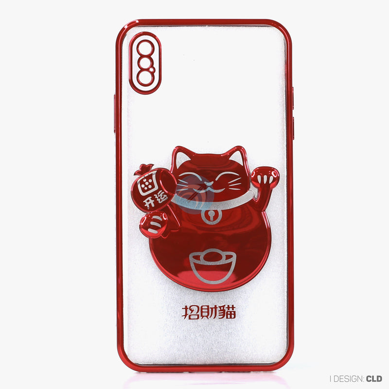 Ốp lưng IPHONE XS MAX hình mèo thần tài nổi viền màu