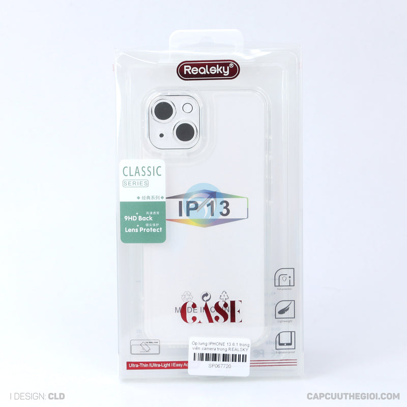 Ốp lưng IPHONE 13 6.1 trong viền camera trong REALSKY