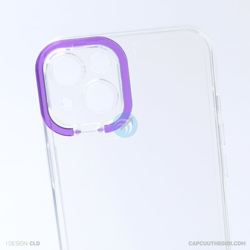 Ốp lưng IPHONE 13 6.1 trong viền camera màu tím REALSKY