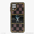 Ốp lưng SAMSUNG A12 nhựa cứng viền đen lưng in logo LV