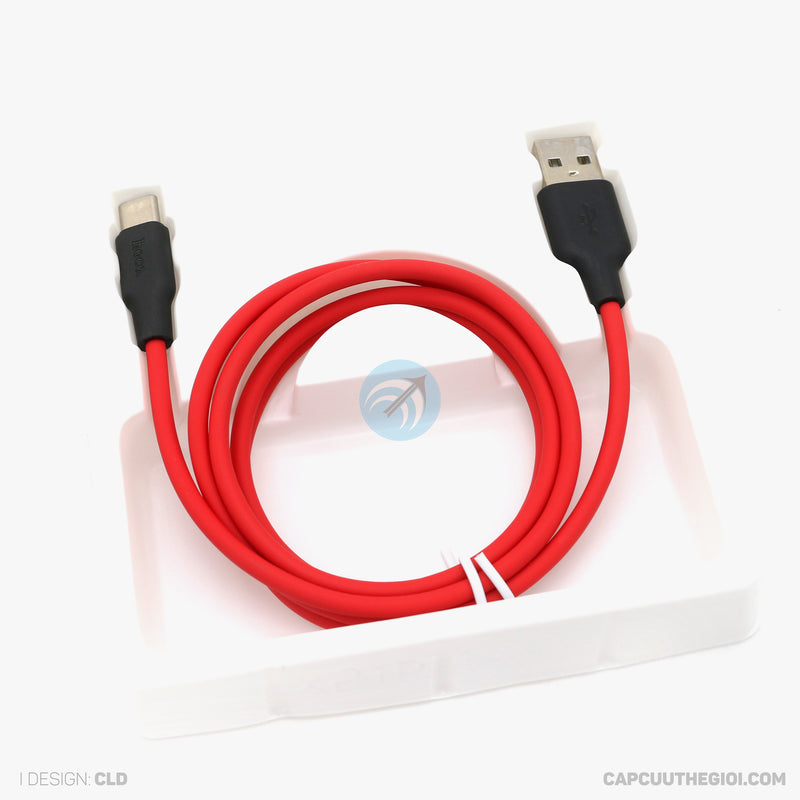 Cáp sạc usb A to type C 3.0A silicone 1 mét màu đỏ HOCO X21 PLUS bh01t