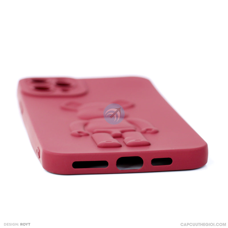 ỐP lưng IPHONE 11 PRO MAX hình nổi gấu đứng màu đỏ