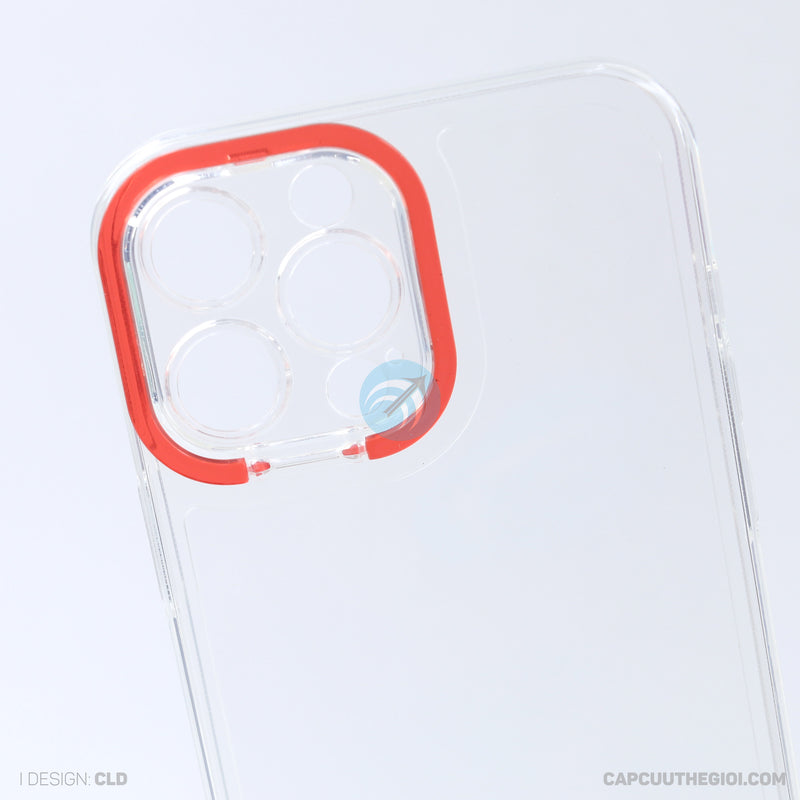 Ốp lưng IPHONE 13 PRO MAX trong viền camera màu đỏ REALSKY