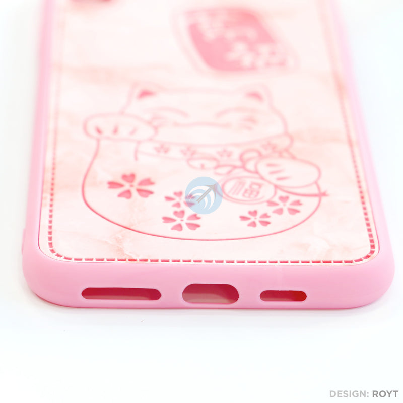 Ốp lưng IPHONE XS MAX lưng da hình mèo thần tài