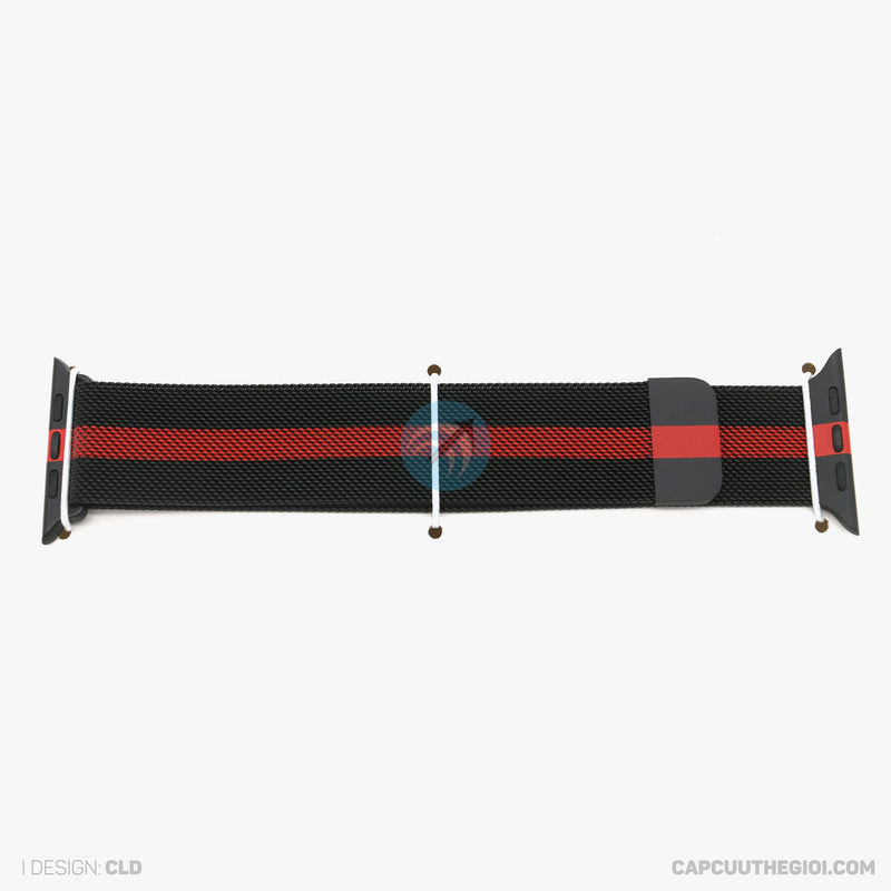 Dây đeo Thép Apple Watch 42/44/45mm màu đen sọc đỏ COTEETCI