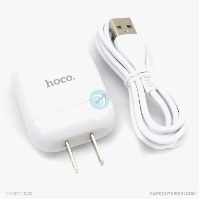 Bộ sạc lightning 3.4A 1 mét HOCO HK2 màu trắng bh01t