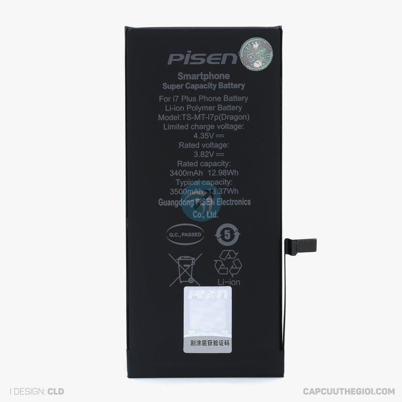 Pin điện thoại IPHONE 7+ siêu dung lượng 3.82V 3500mah (PISEN) bh12t