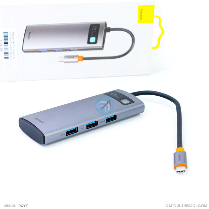 Hub chuyển 5 in 1 type C to usb 3.0 x 3 + hdmi + tpye C BASEUS WKWG020013 bh03t