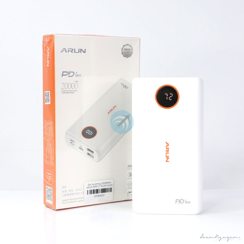 Sạc dự phòng 20000MAH ARUN FC20P bh03t