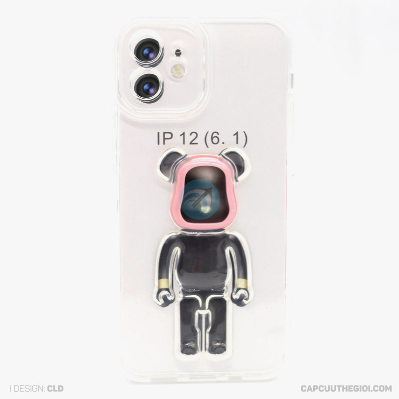 Ốp lưng IPHONE 12 6.1 Gấu KAWSS màu trong khoét táo