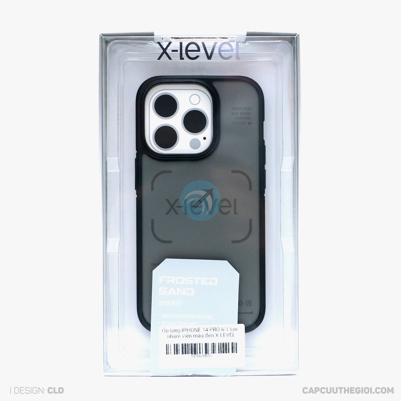 ỐP LƯNG IPHONE 14 PRO 6.1 LƯNG NHÁM VIỀN MÀU ĐEN X-LEVEL