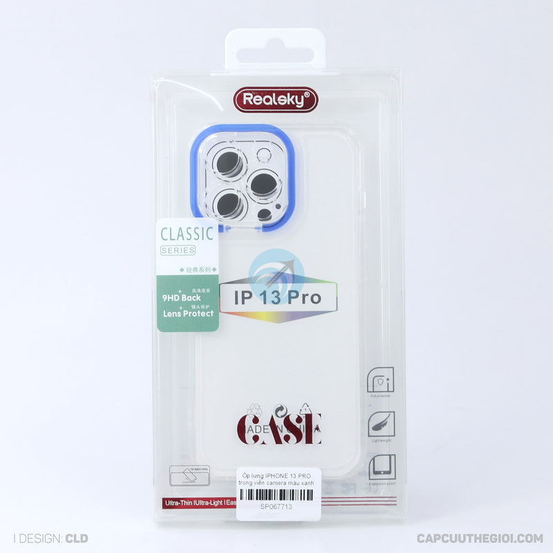 Ốp lưng IPHONE 13 PRO trong viền camera màu xanh dương REALSKY