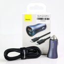 CỐC SẠC Ô TÔ TYPE C + USB A + CÁP TYPE C => LIGHTNING 40W BASEUS (TZCCJD-BOG) BH03T ĐIỀU KIỆN CÒN ĐỦ BAO BÌ