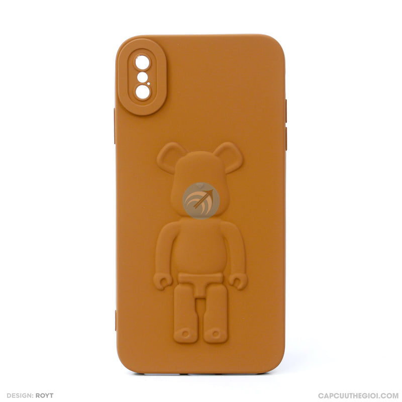 ỐP lưng IPHONE XS MAX hình nổi gấu đứng màu nâu