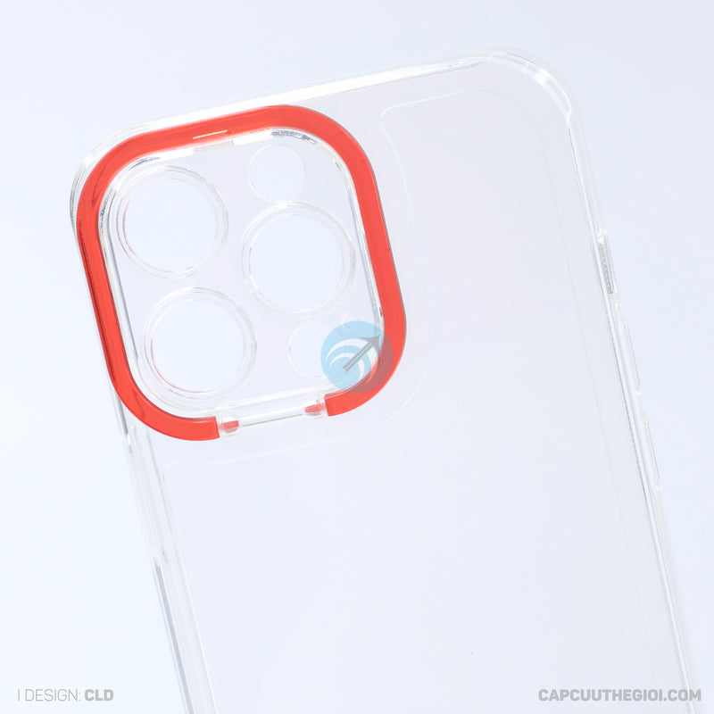 Ốp lưng IPHONE 13 PRO trong viền camera màu đỏ REALSKY