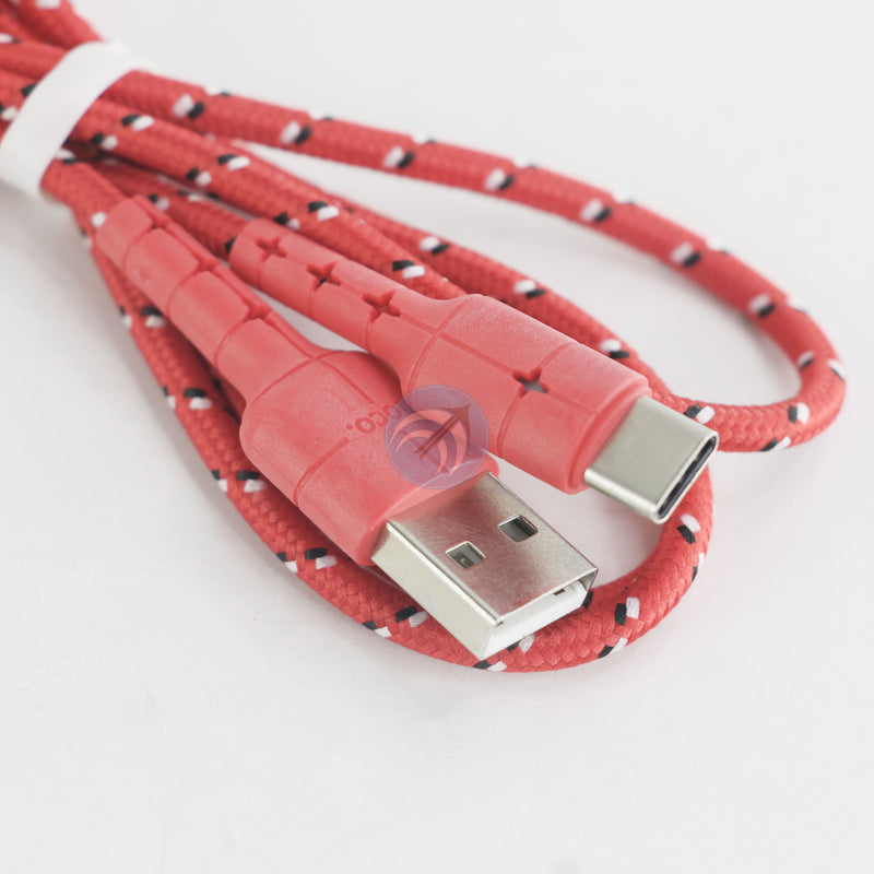 CÁP SẠC ĐIỆN THOẠI HOCO USB A TO TYPE C -CÁP ĐÈN - ĐỎ 1M (X14 PRO) BH03T
