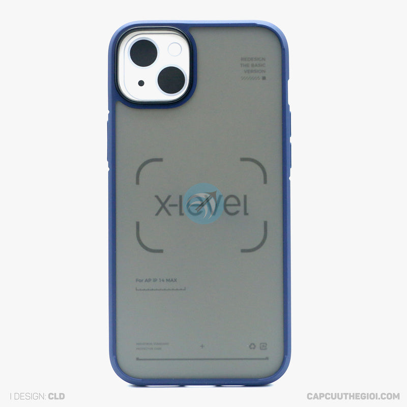 ỐP LƯNG IPHONE 14 MAX 6.7 LƯNG NHÁM VIỀN MÀU XANH X-LEVEL